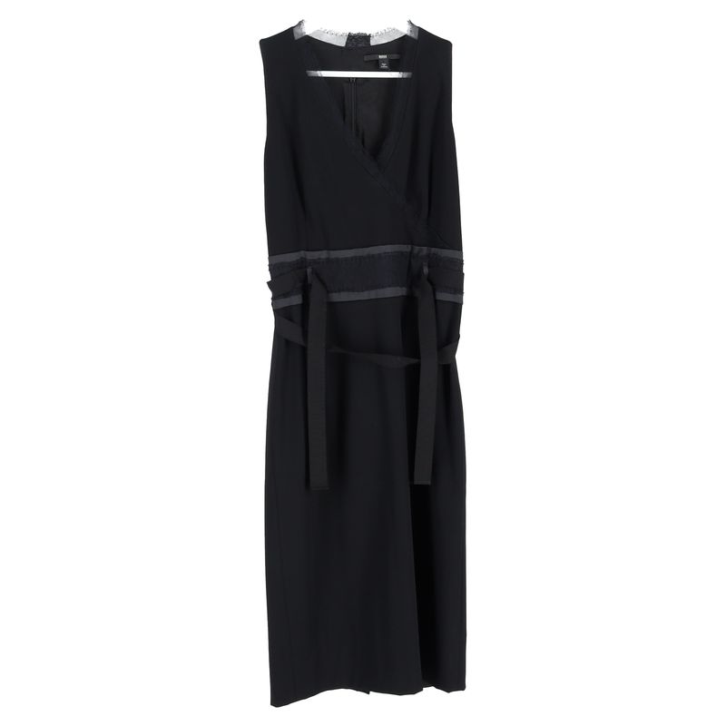 Boss Hugo Boss V-Neck Dress In Black Polyester